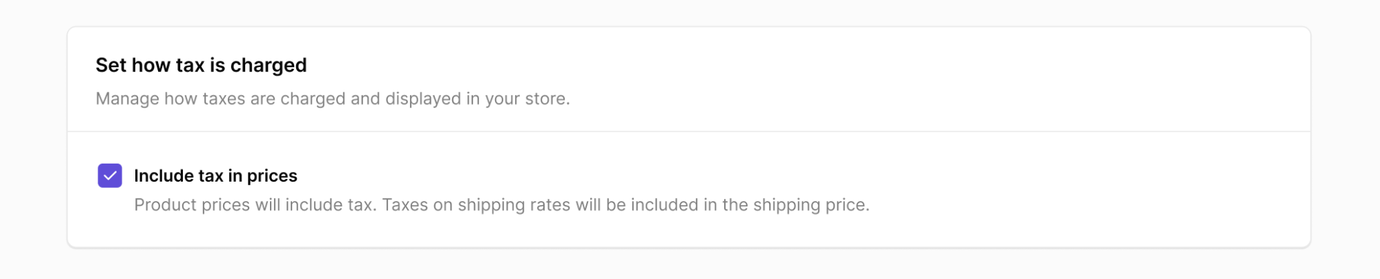 Include tax in prices checkbox