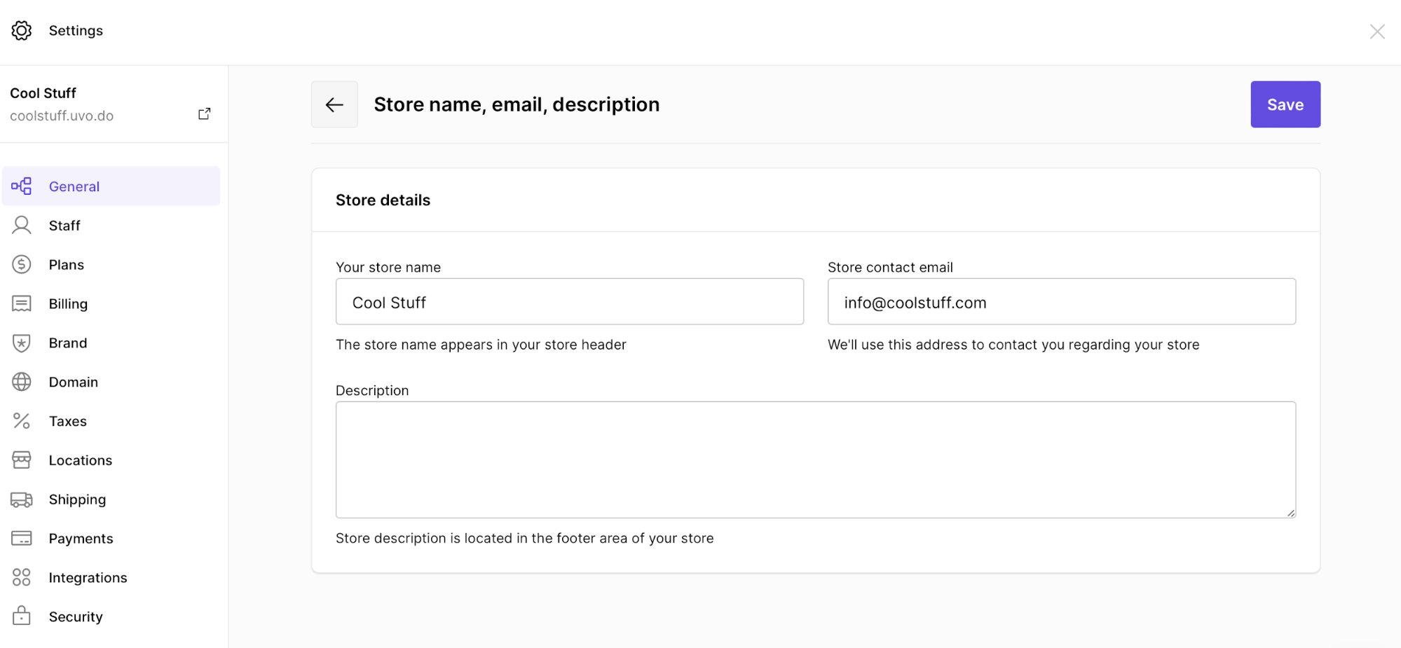 change store name and description
