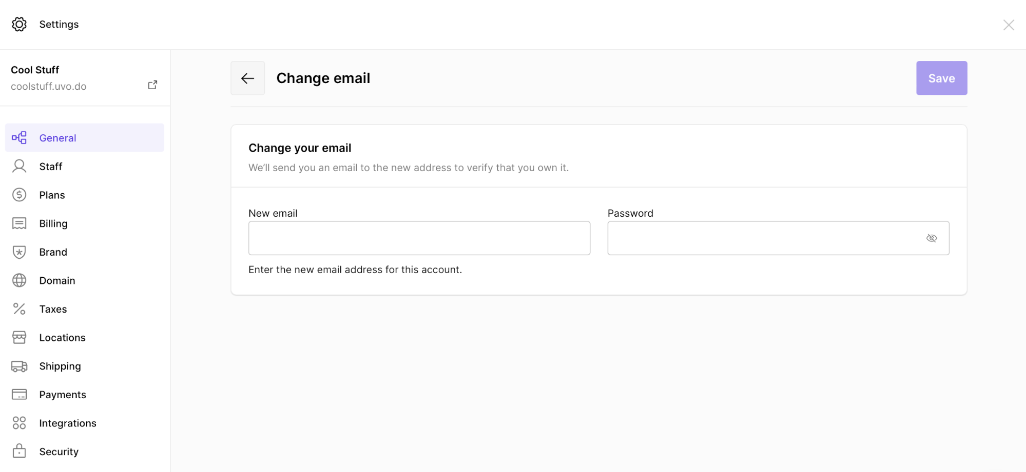winkel e-mailadres wijzigen